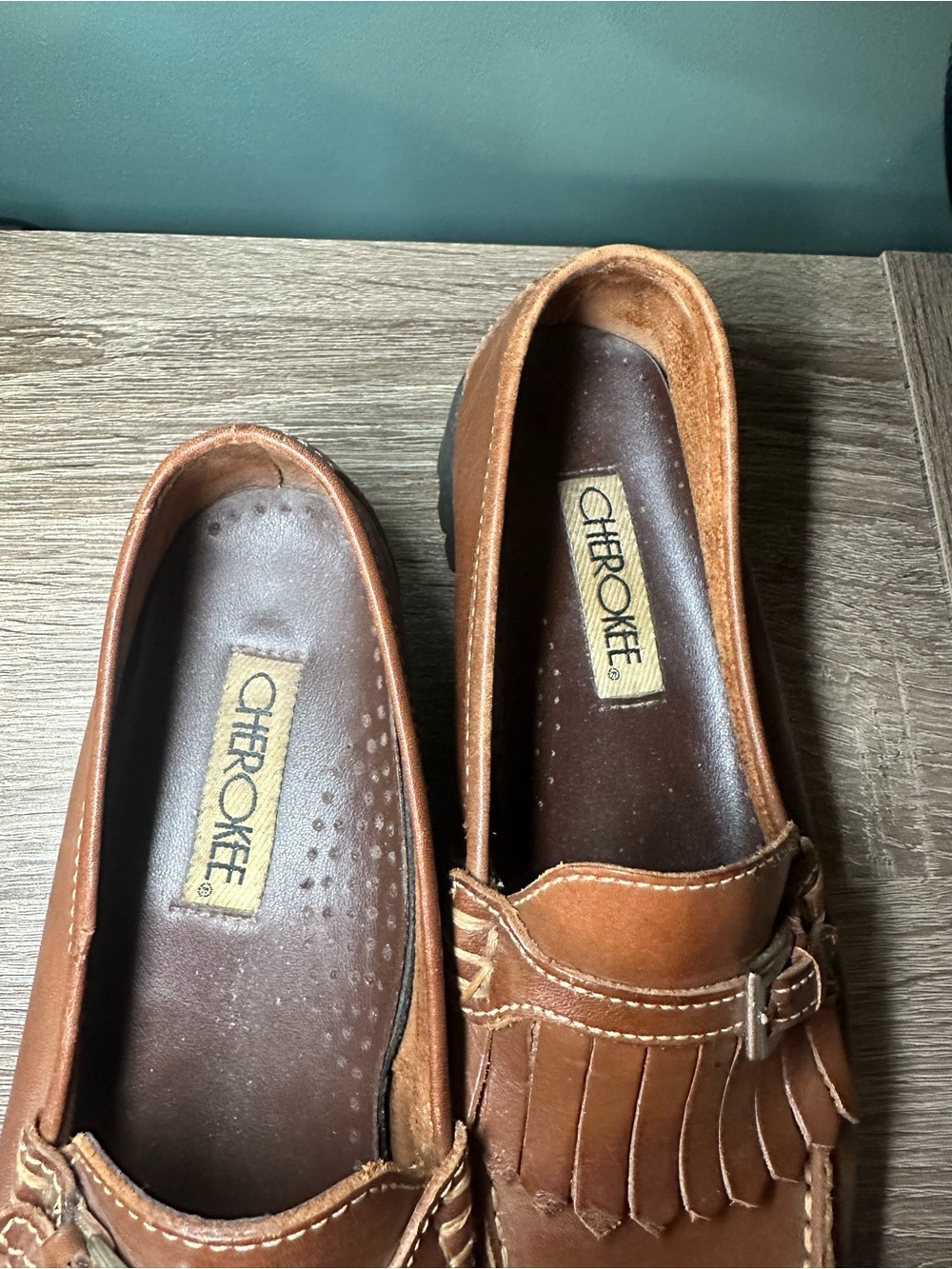 Vintage 90s Leather Kiltie Loafers Chunky Lug Sole Preppy Size 8 - Picture 3 of 7
